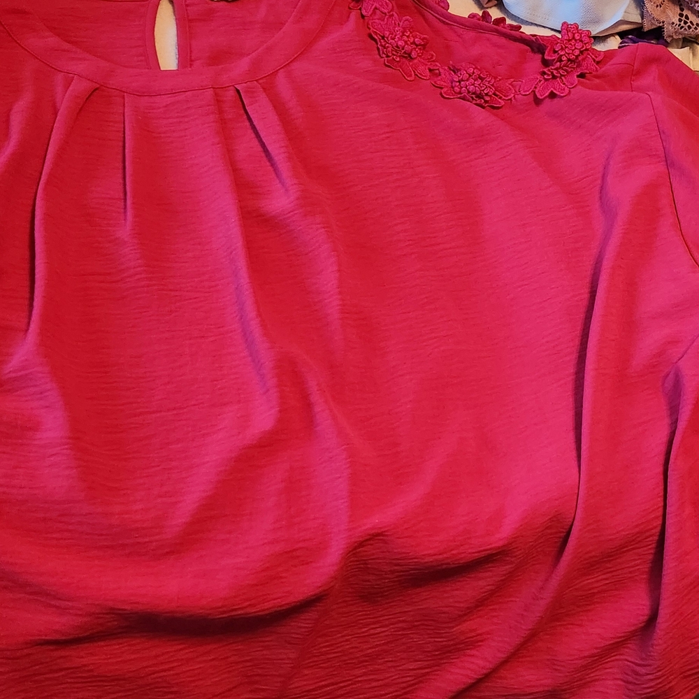 Vibrant Red Sleeveless Cut Out Blouse